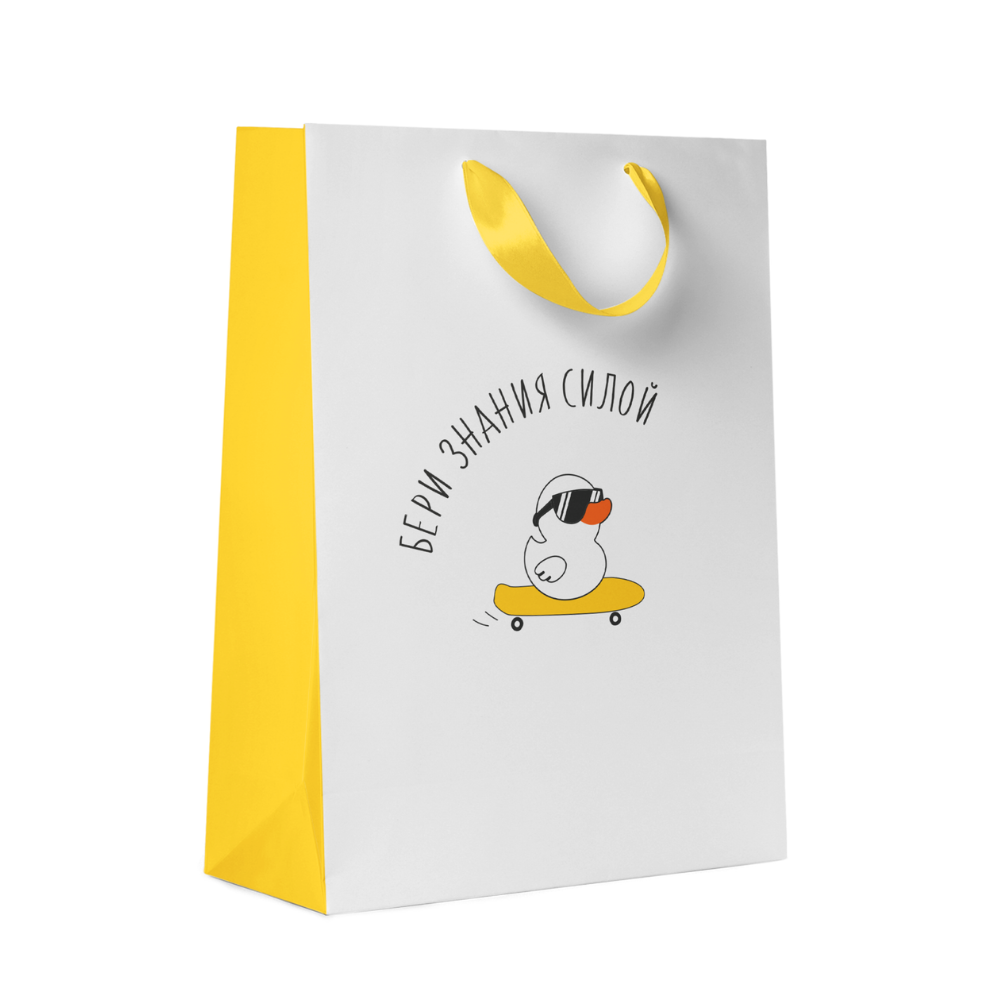 Пакет бумажный подарочный "Утки/Панды", 25.5х31.5х11 см, ассорти