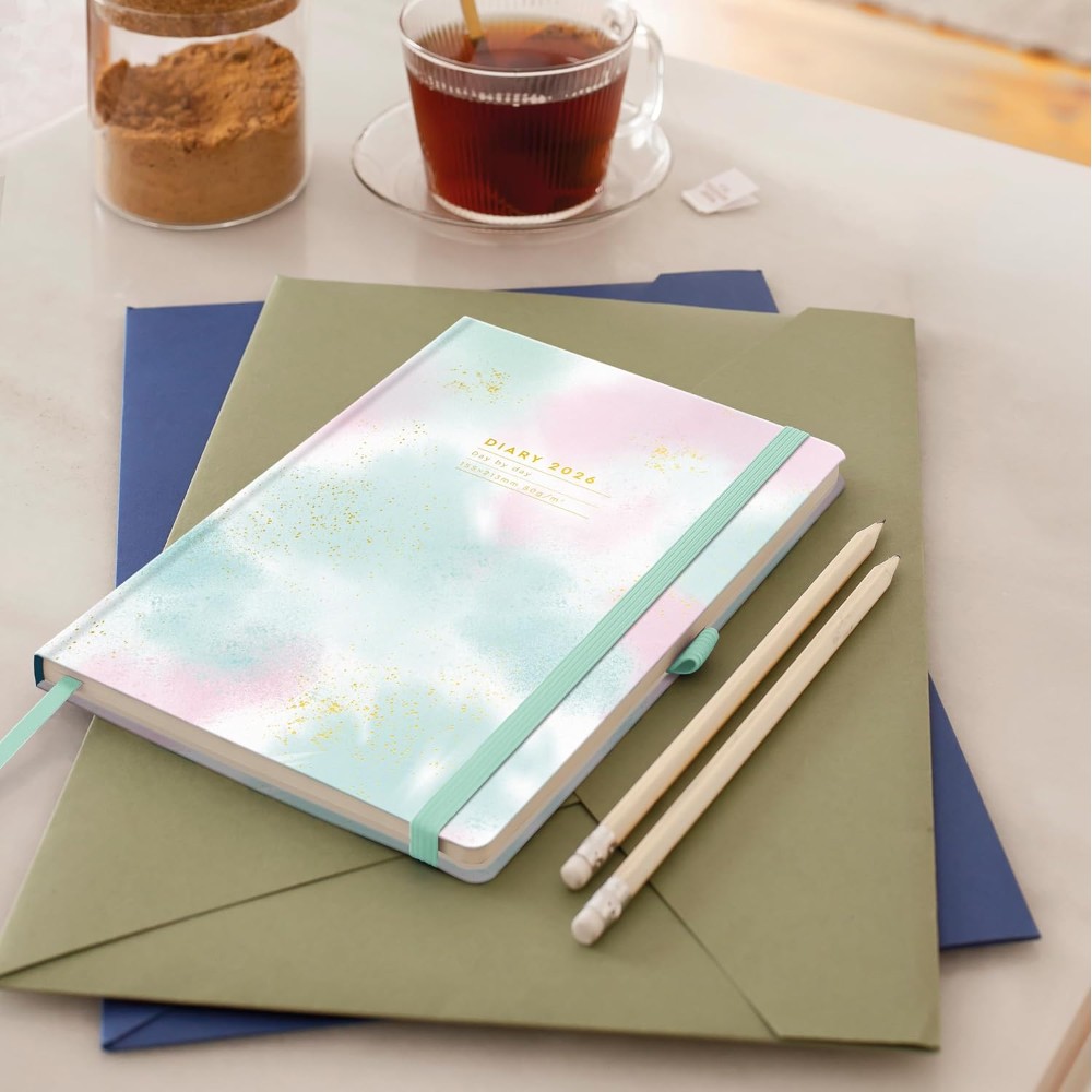 Ежедневник датированный "Gradient" 2026, A5, линейка, зеленый, розовый - 7