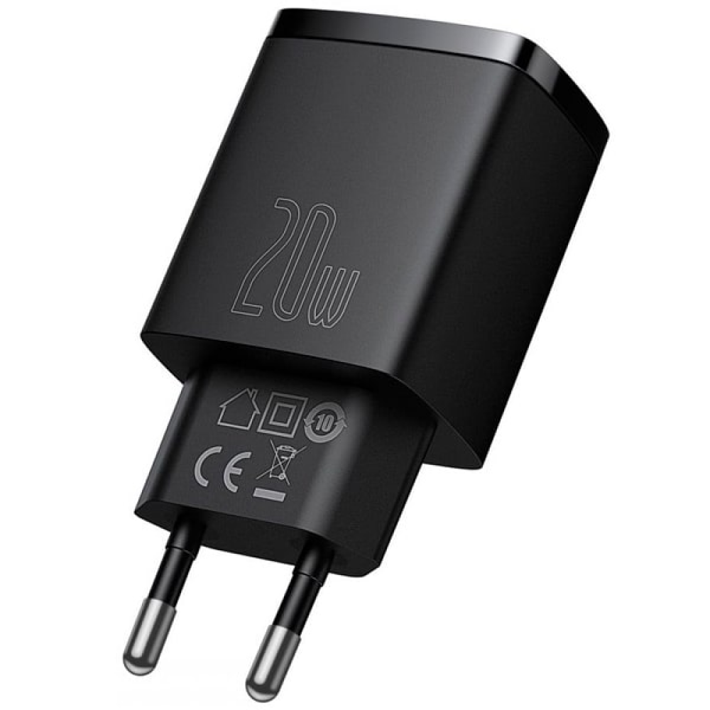 Сетевое зарядное устройство Baseus "CCXJ-B01", Compact Quick Charger USB+Type-C 20W, черный