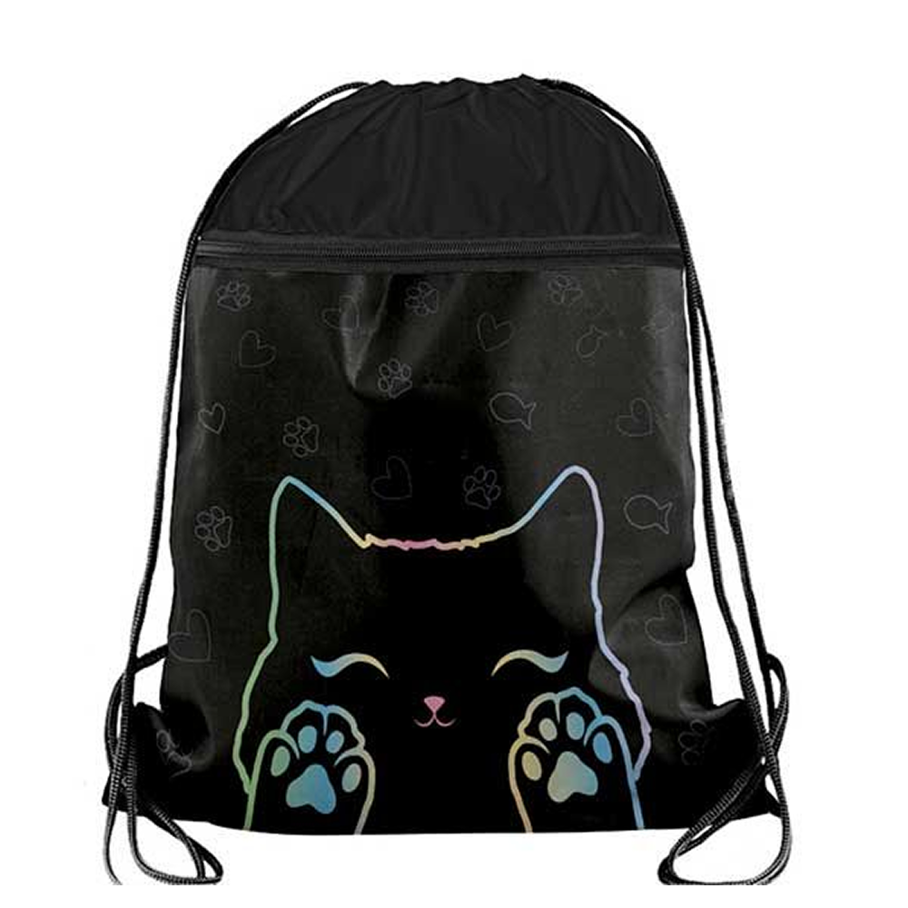 Мешок для обуви "Cat's paws", полиэстер, черный