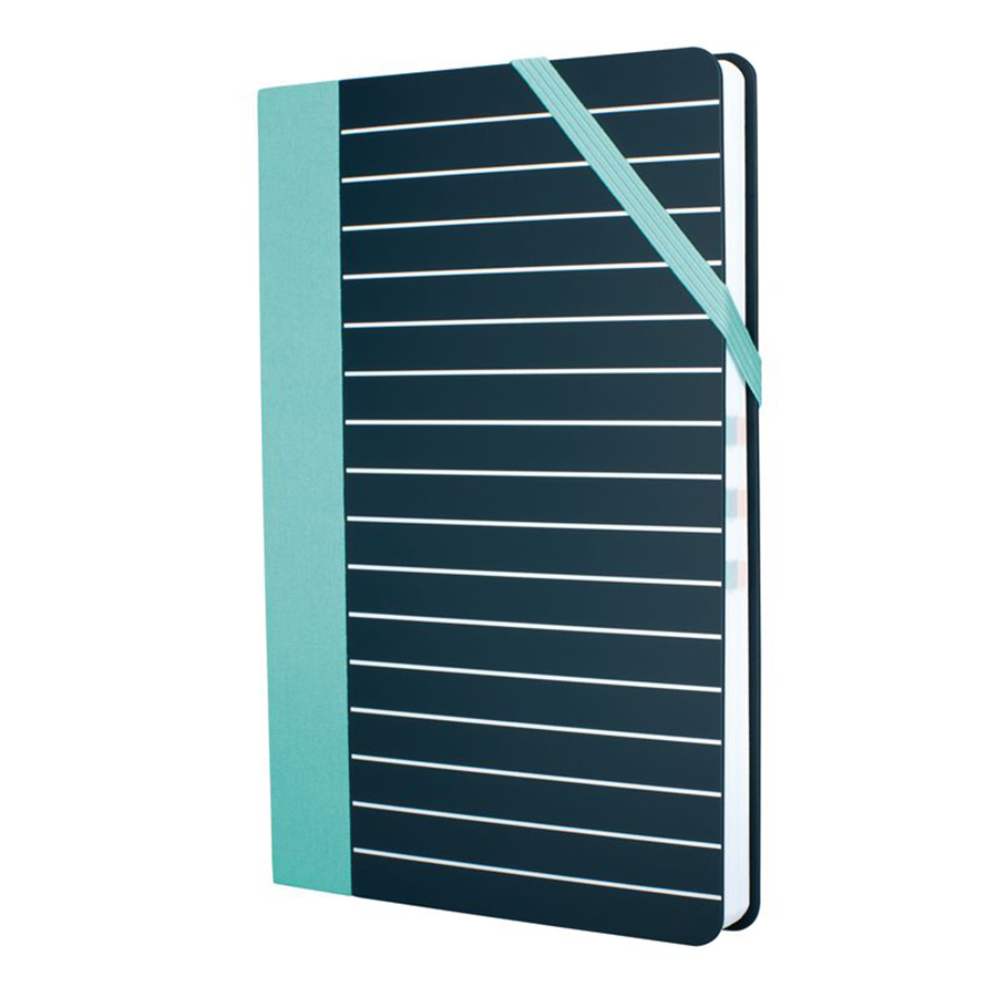 Блокнот "Medium Stripes", А5, 208 листов, клетка, голубой, черный