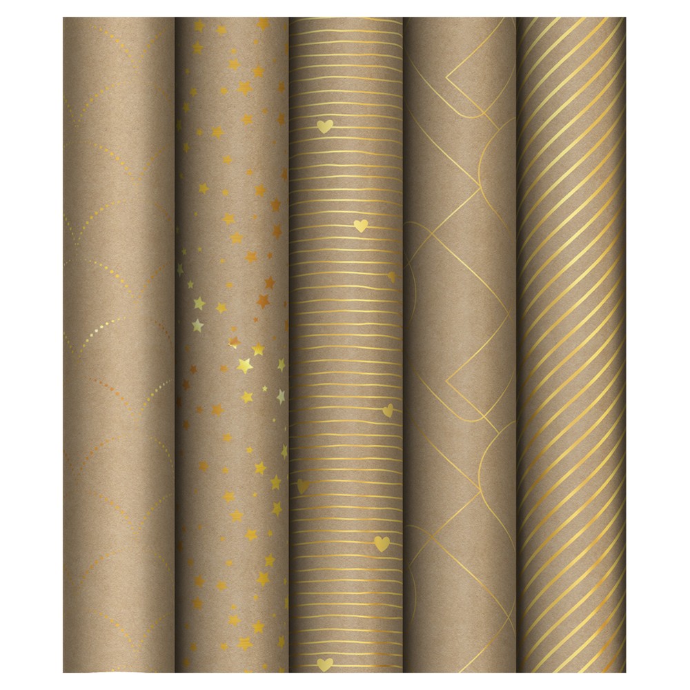 Бумага декоративная в рулоне "Golden Pattern", 1х0,7 м, крафт, ассорти