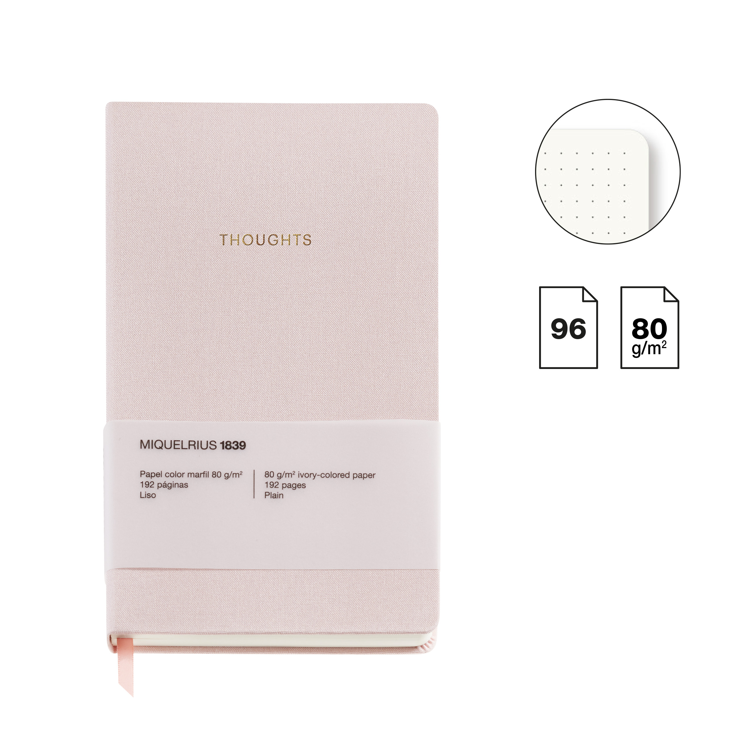 Блокнот Miquelrius "Autumn Leaves Pink", А5, 96 листов, в точку, розовый - 3