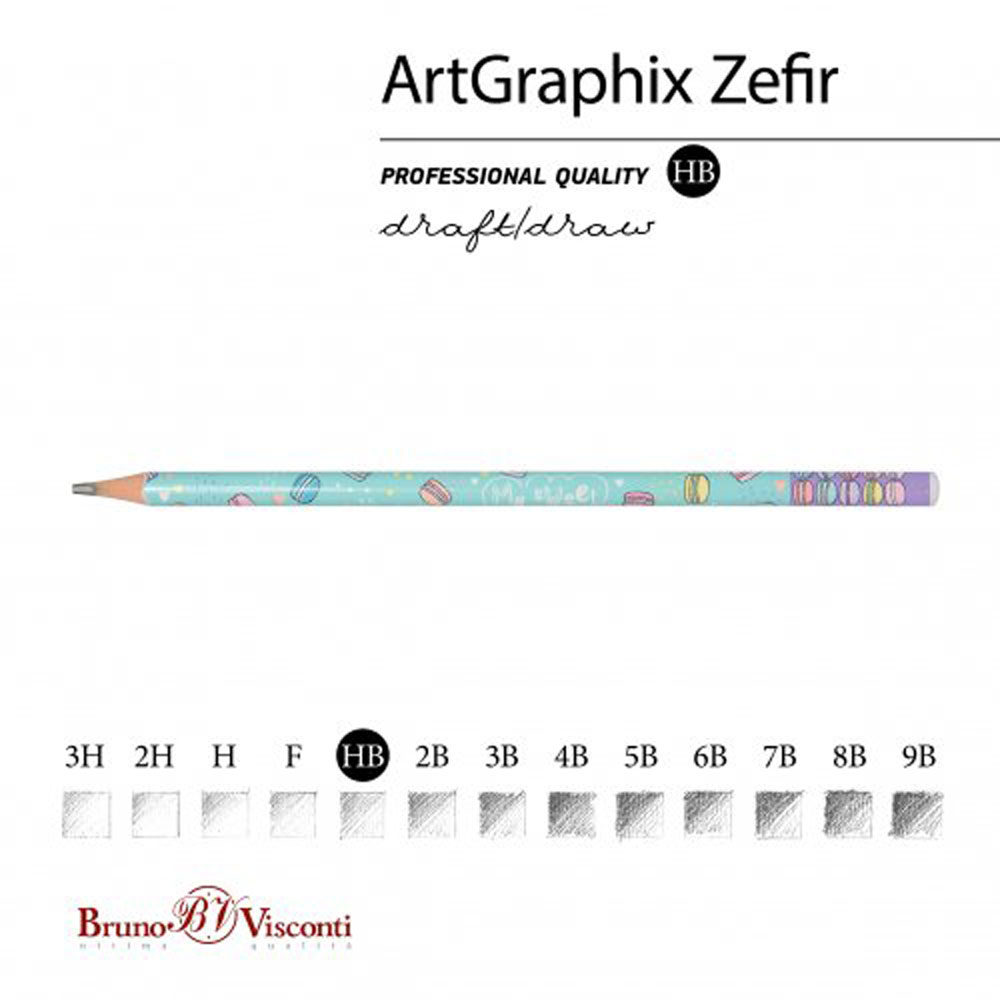Карандаш чернографитный "ArtGraphix. Макаруны", HB, с ластиком, разноцветный - 3