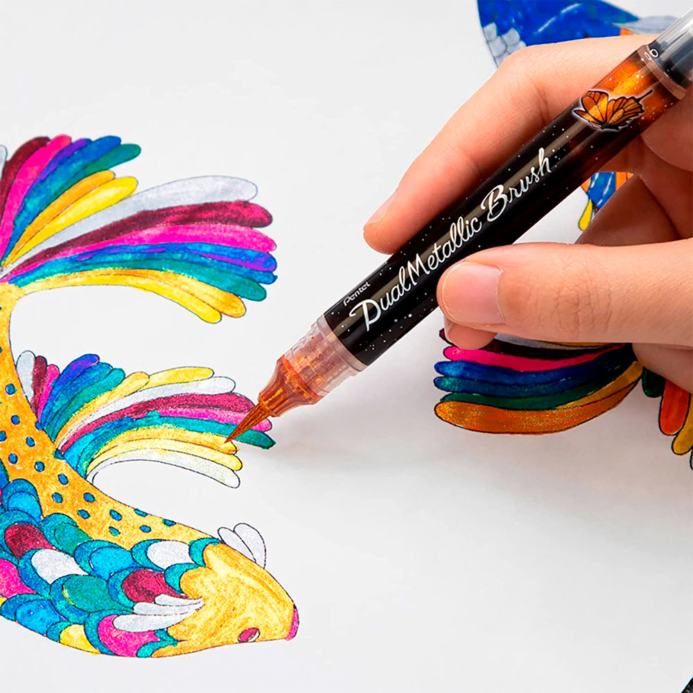 Маркер-кисть "Dual Metallic Brush", розовый металлик - 7