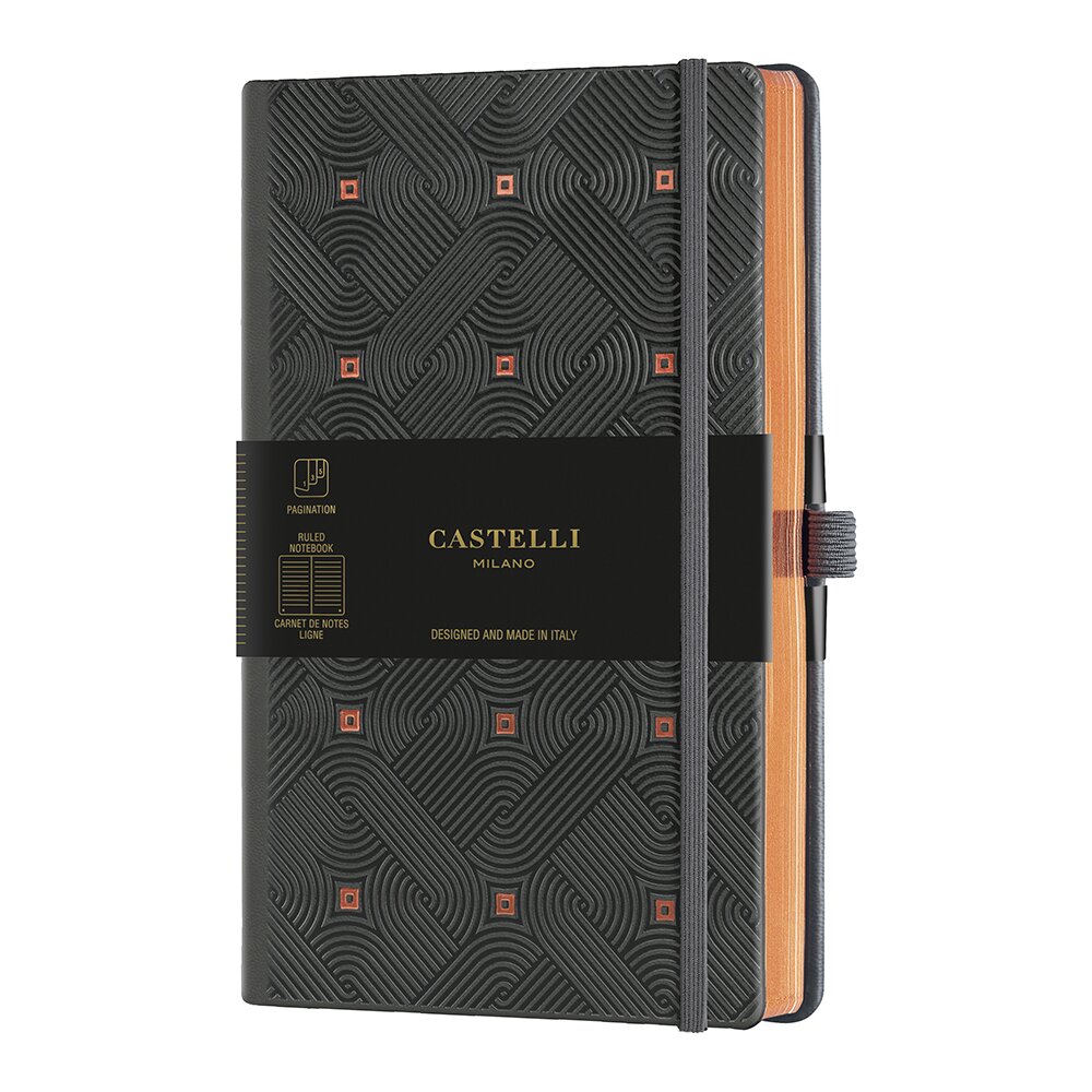 Блокнот Castelli Milano "Maya Copper", А5, 96 листов, линейка, черный, медный
