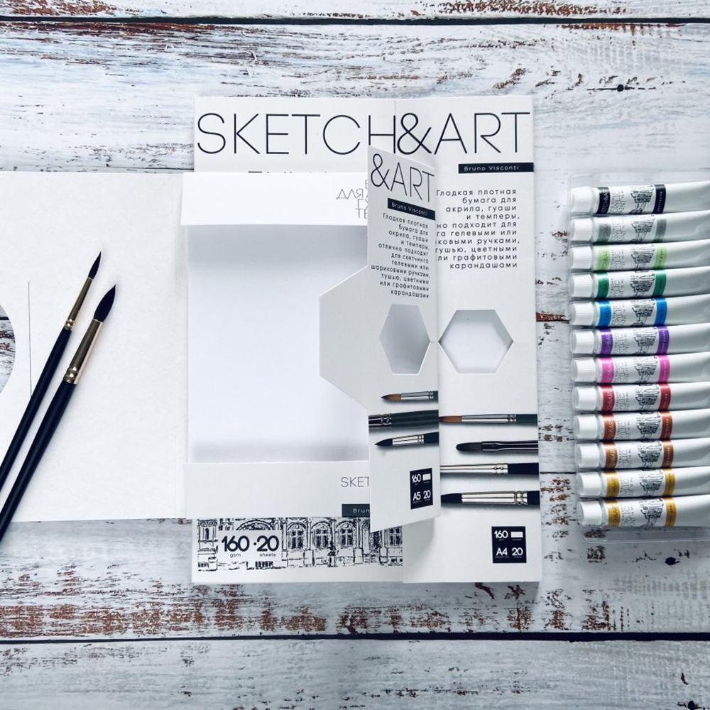 Блок бумаги для акрила, гуаши и темперных красок "Sketch&Art", А4, 160 г/м2, 20 листов  - 6