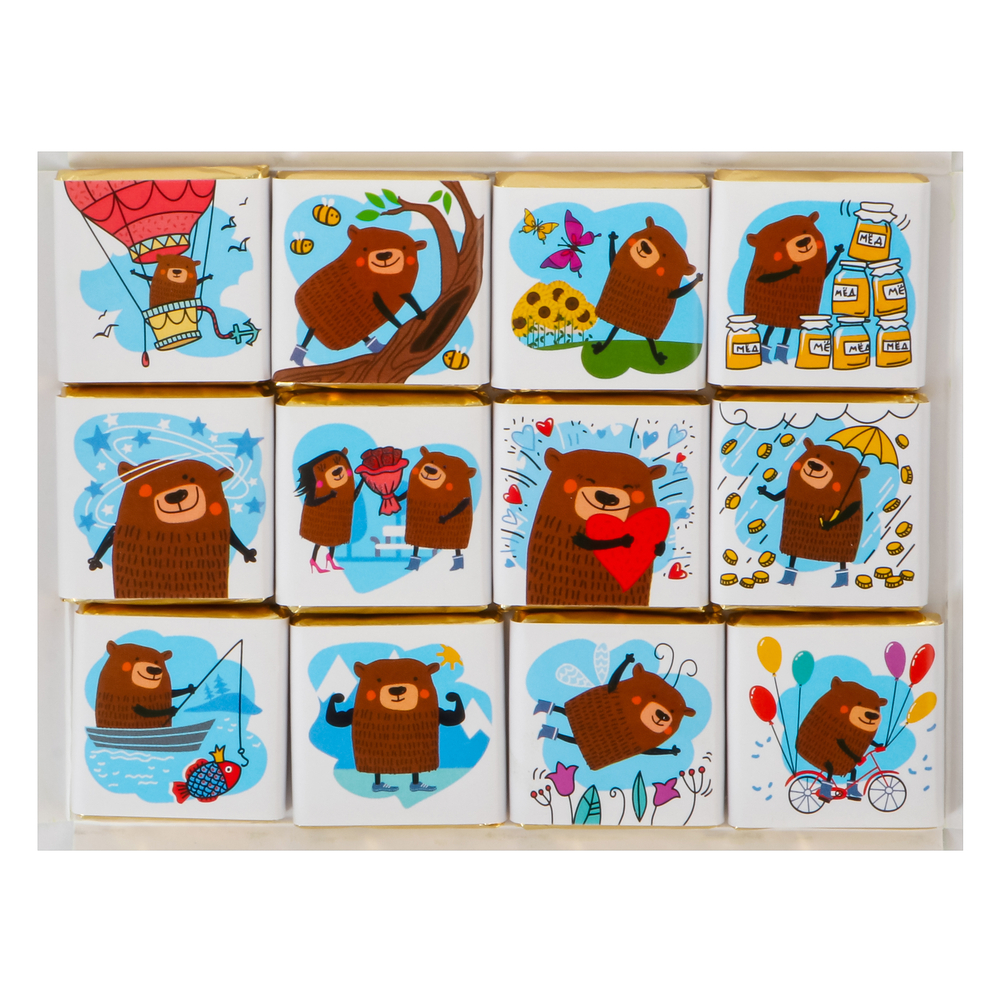 Шоколад молочный "Кватро. С Днем Рождения- Мишка", 60 г