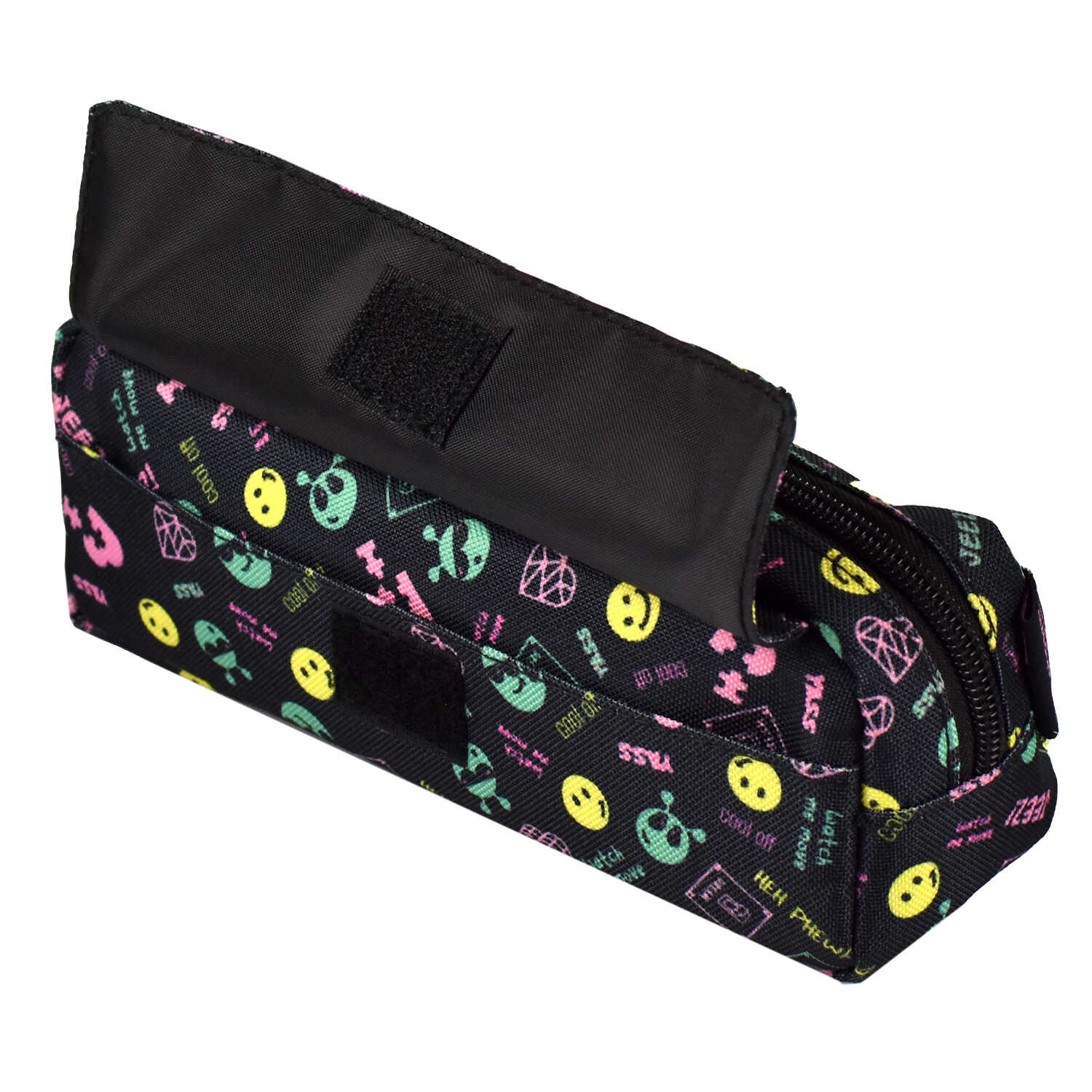 Пенал Феникс+ "Яркие фразы. Смайлики" 1 отделение, черный - 3