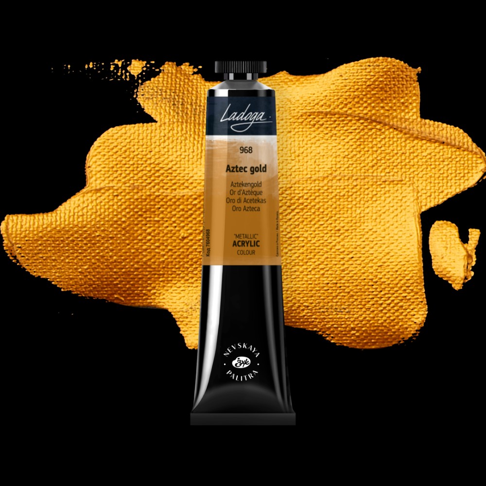 Краски акриловые "Ладога", 968 металлик золото ацтеков, 46 мл., туба
