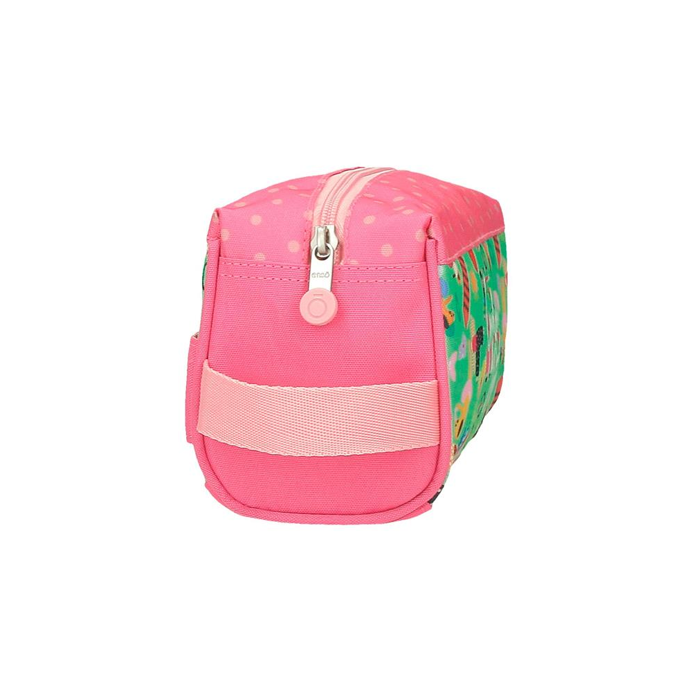 Пенал "Garden Party", 1 отделение, полиэстер, зеленый, розовый - 5