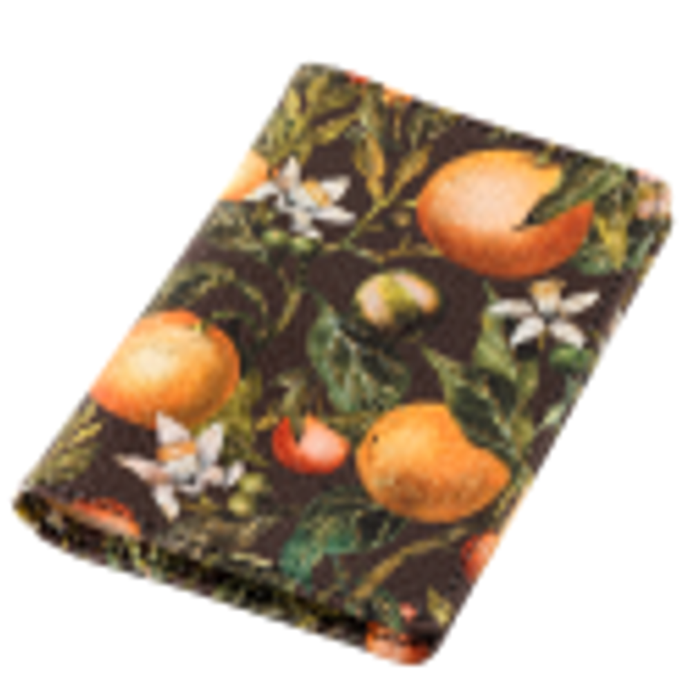 Обложка для паспорта "Flora. Paradise. Oranges", кожзам, зеленый, оранжевый