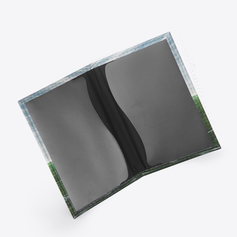 Обложка для паспорта "Палессе", натуральная кожа, серый, зеленый