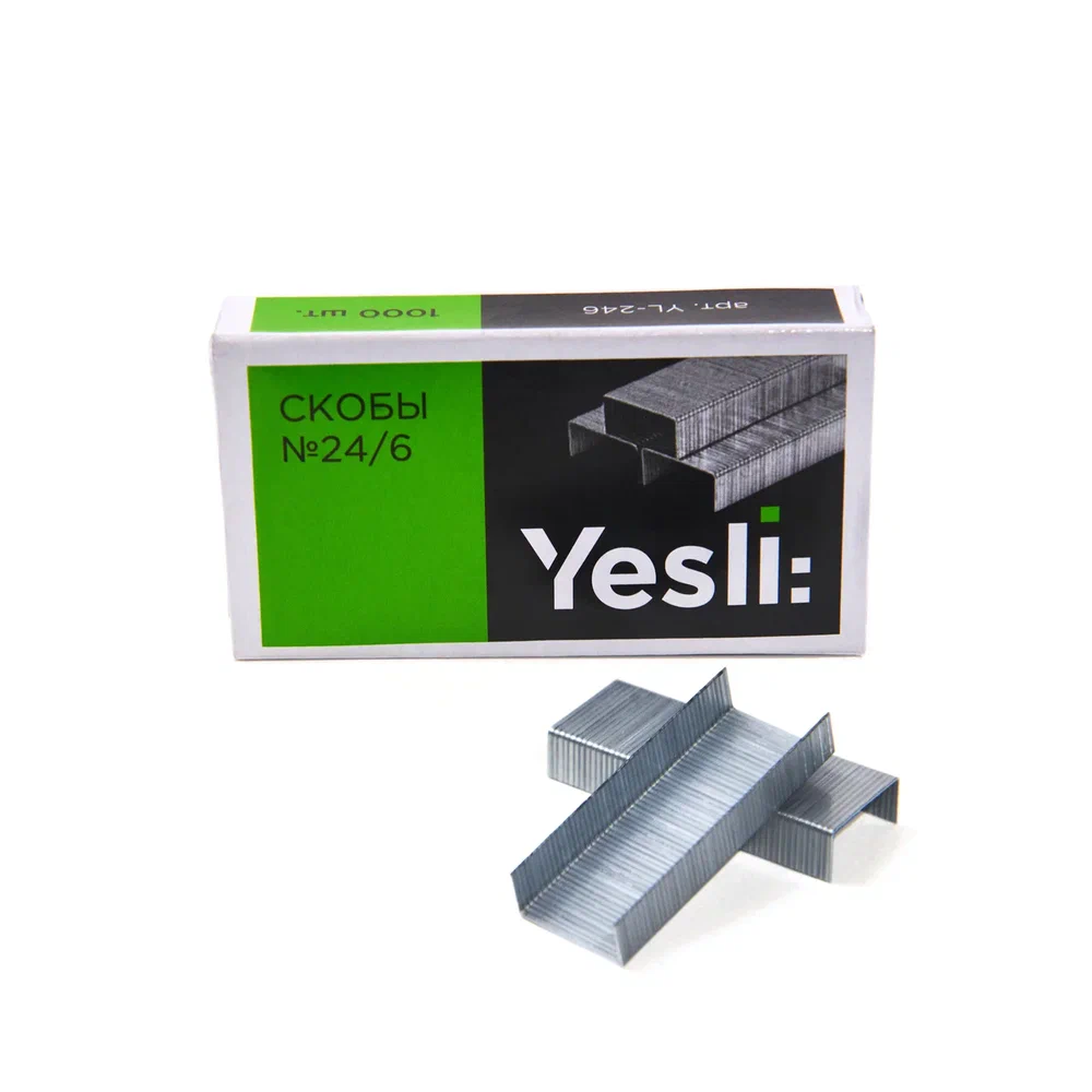 Скоба "Yesli:", 24/6, 1000 шт, металлик