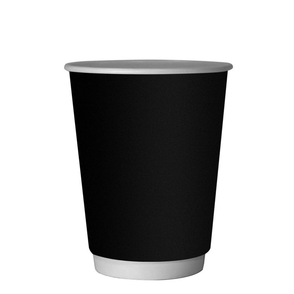 Стакан картонный, 300 мл, 20 шт, 2 слоя, черный