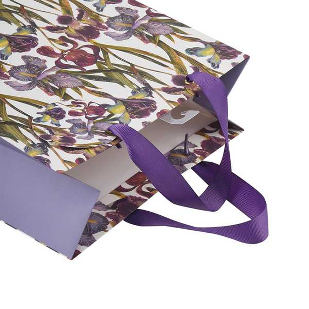 Пакет бумажный подарочный "Flora. Ирисы", 26x32,4x13 см, фиолетовый