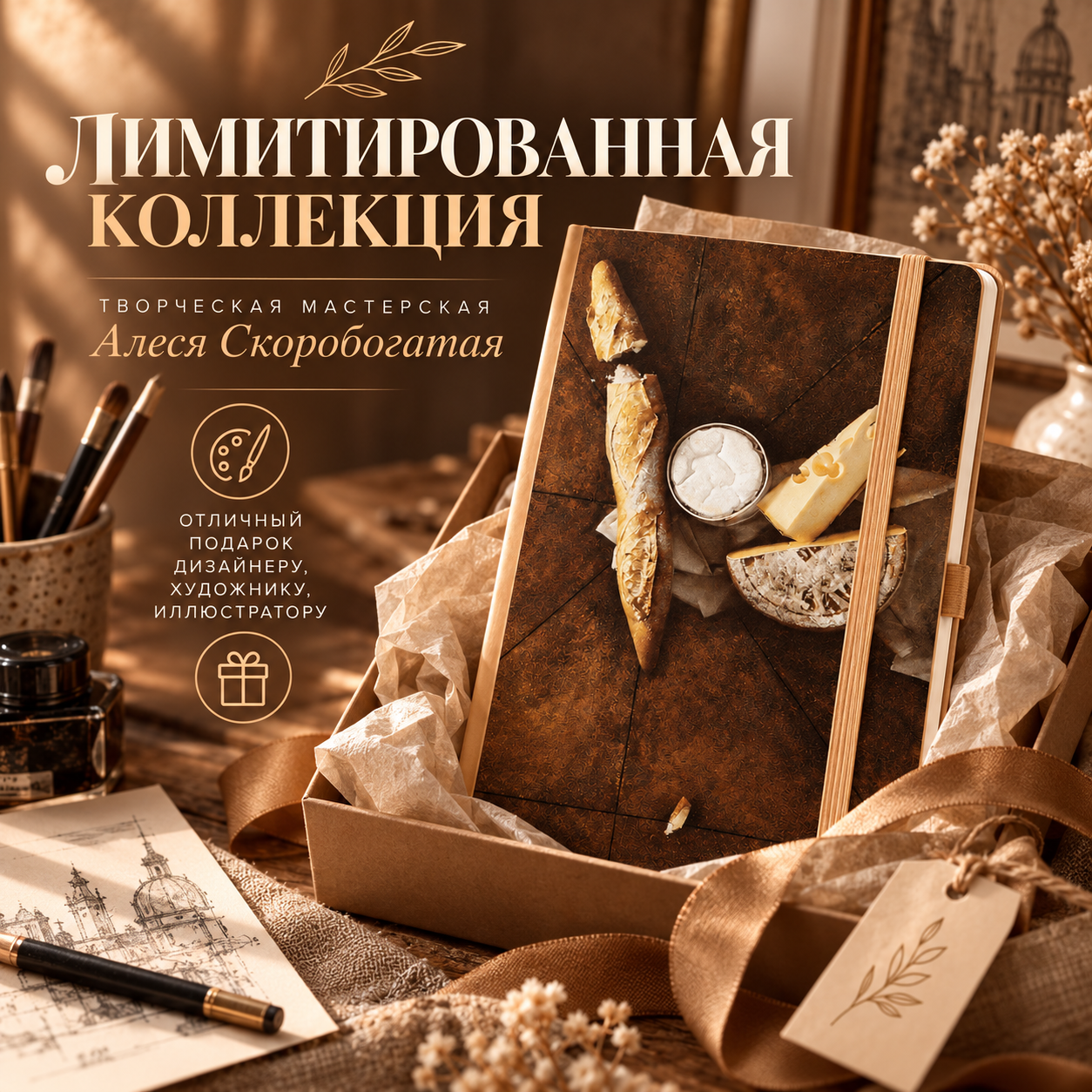 Скетчбук "Swiss cheese", Алеся Скоробогатая, 13х21 см, 140 г/м2, 80 листов, капучино - 4