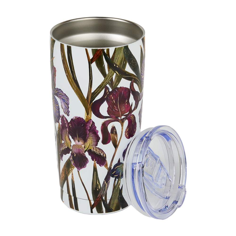 Кружка термическая "Flora. Ирисы", металл, пластик, 600 мл, белый