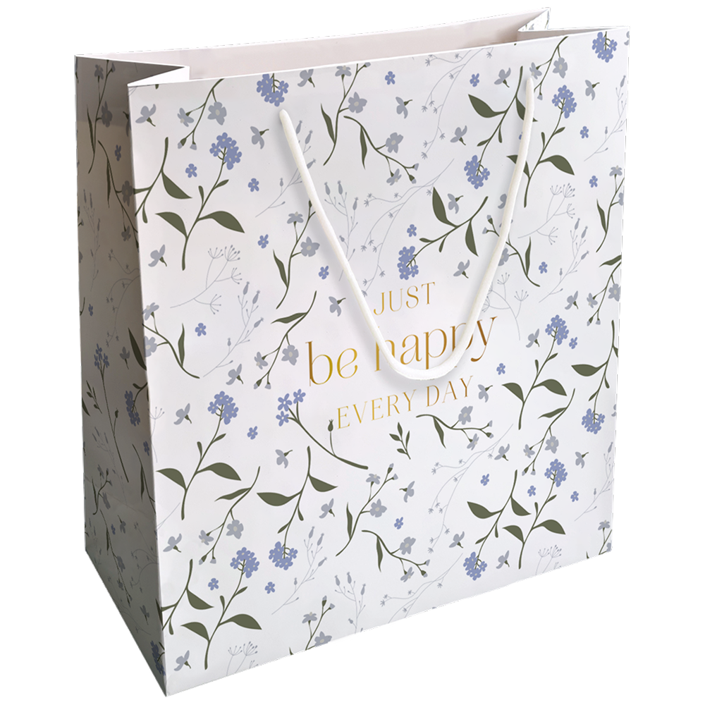 Пакет бумажный подарочный "Fleurs. Незабудки", 32х32х12 см, белый