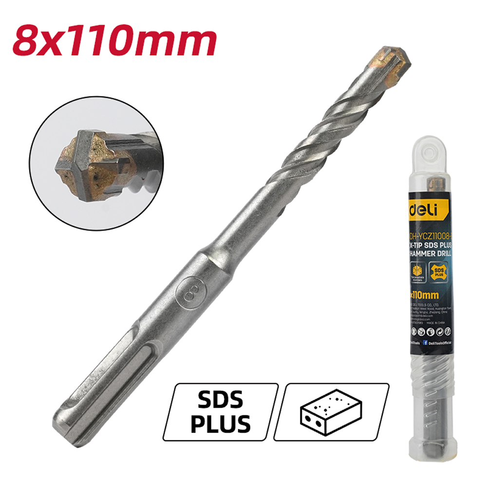 Бур по бетону Deli YS EDH-YCZ11008-E1, 8 x 110 мм, X-Tip, SDS-PLUS