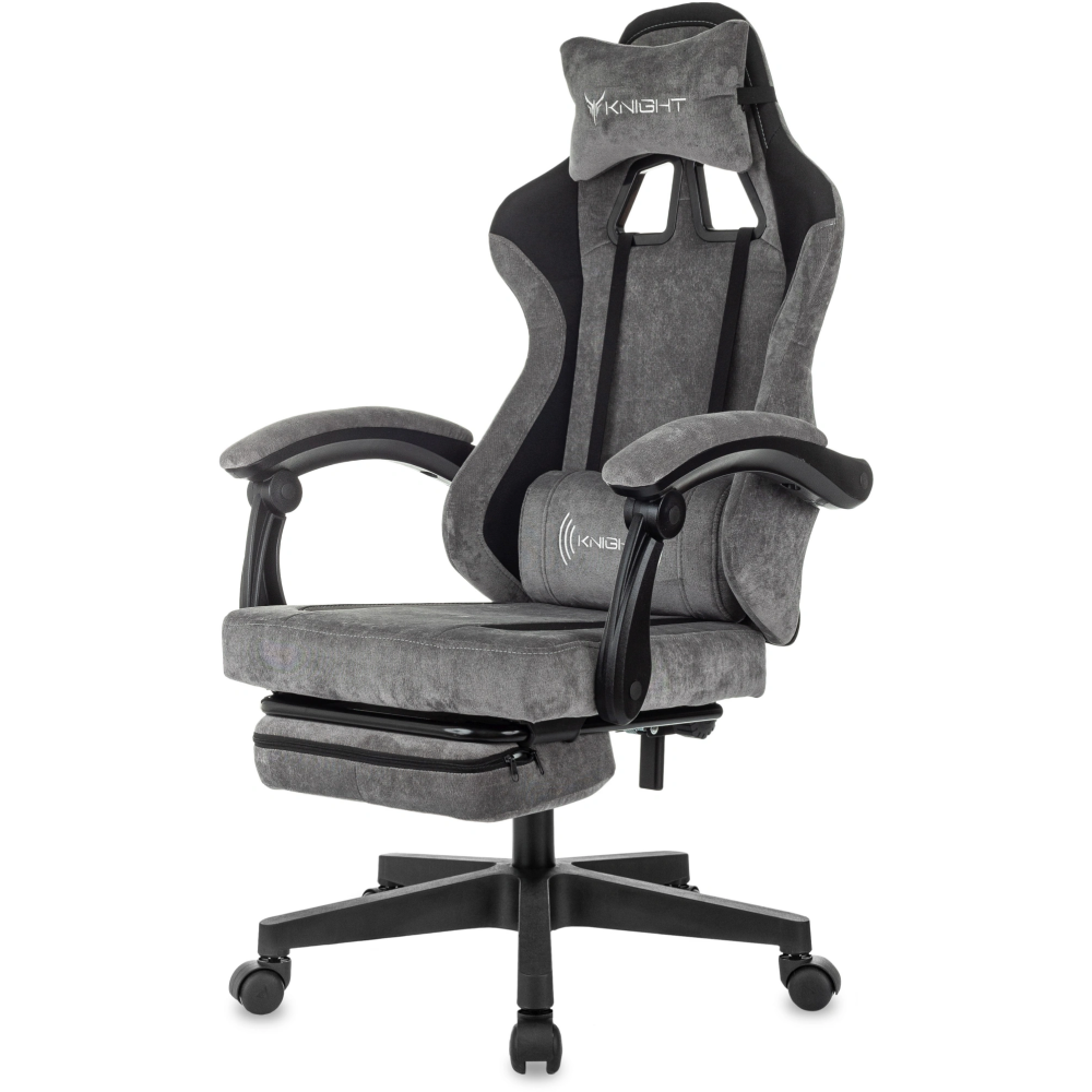 Кресло игровое Бюрократ Knight "Custom/F GR", ткань, пластик, серый, черный