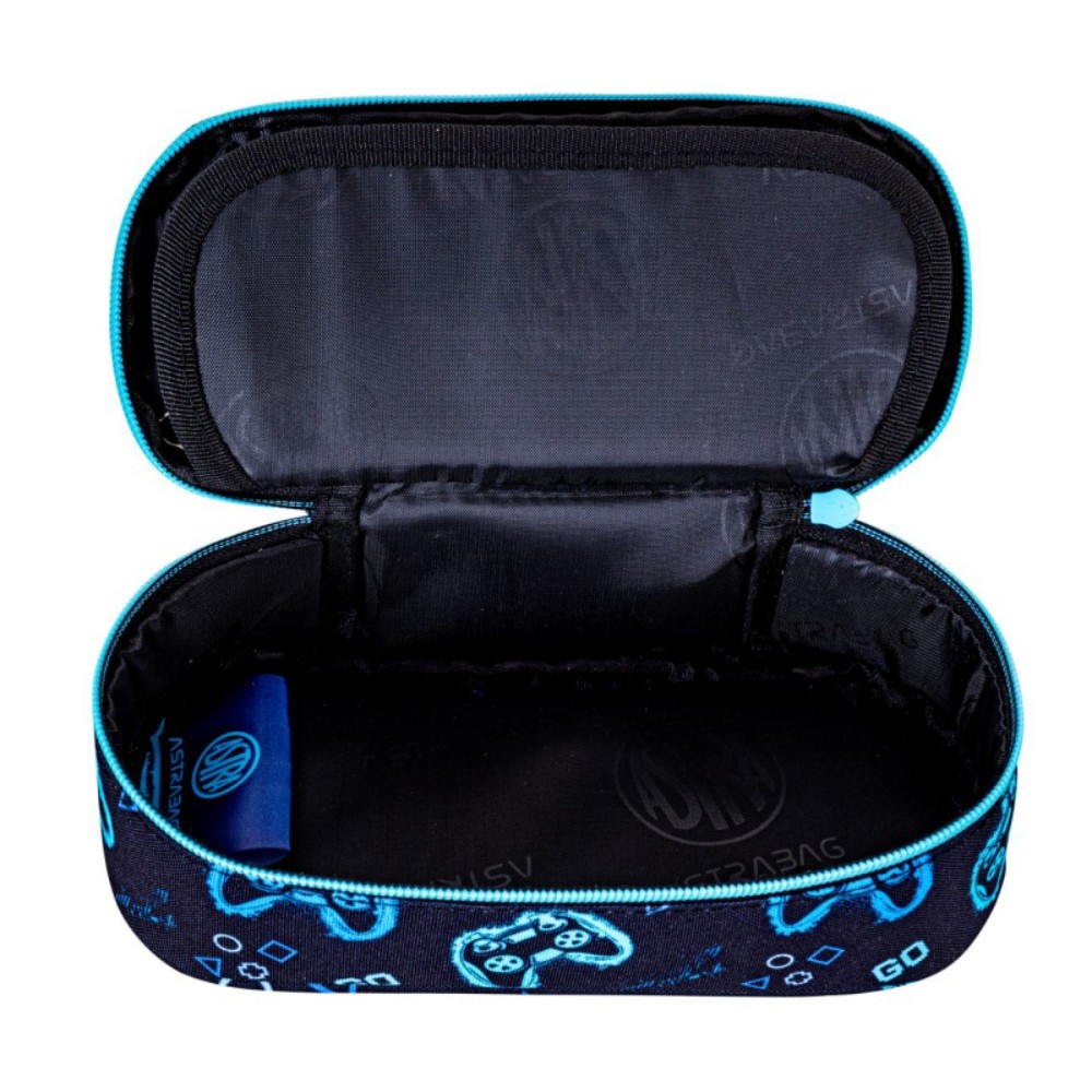 Пенал Astra "Go playing", 1 отделение, черный, синий - 3