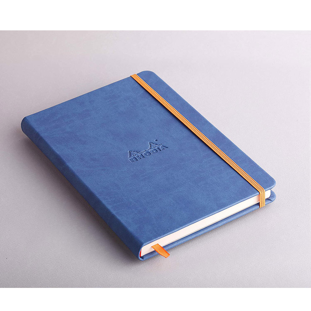 Блокнот "Rhodiarama" на резинке, A5, 96 листов, линейка, сапфировый - 4