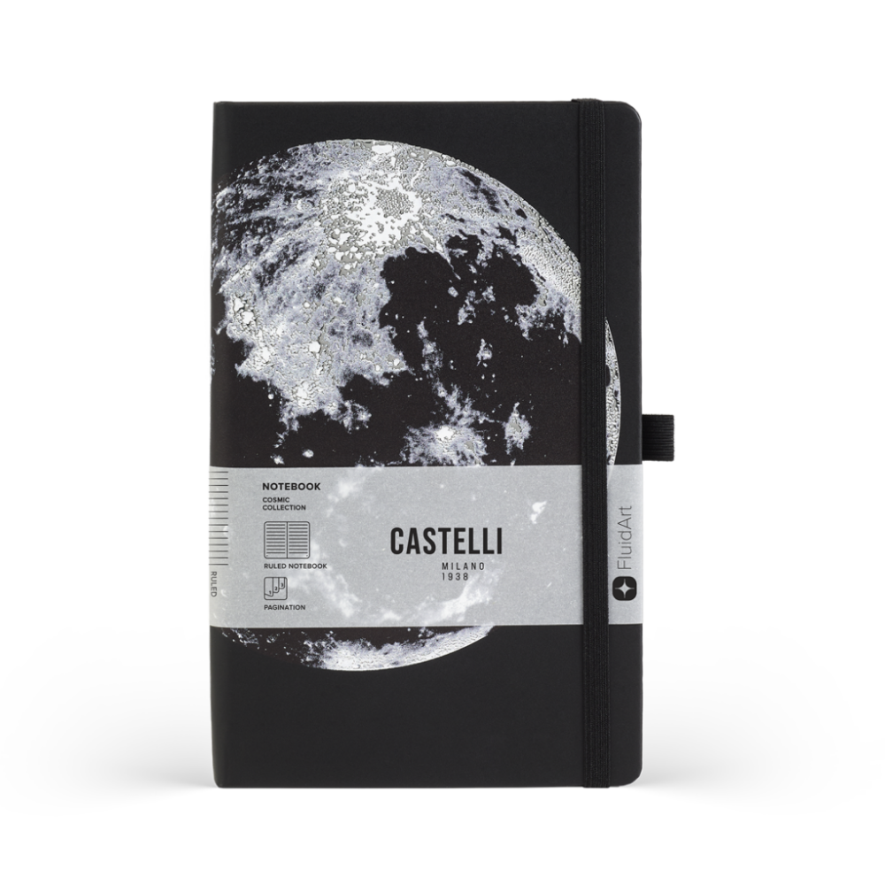 Блокнот "Cosmic moon", А5, 96 листов, линейка, на резинке, черный