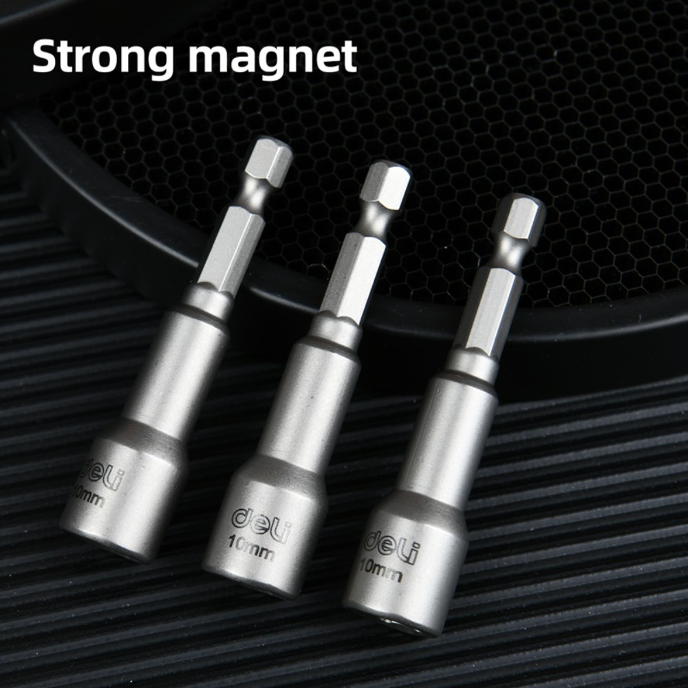 Набор насадок шестигранных магнитных Deli YS EDL4810T, 10 мм, 3 шт, HEX 1/4", серебристый - 4