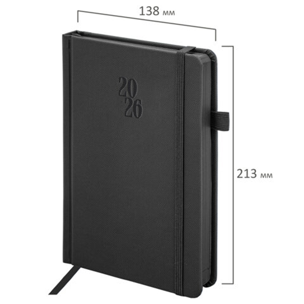 Ежедневник датированный "Plain" на 2026 год, А5, 336 страницы, черный