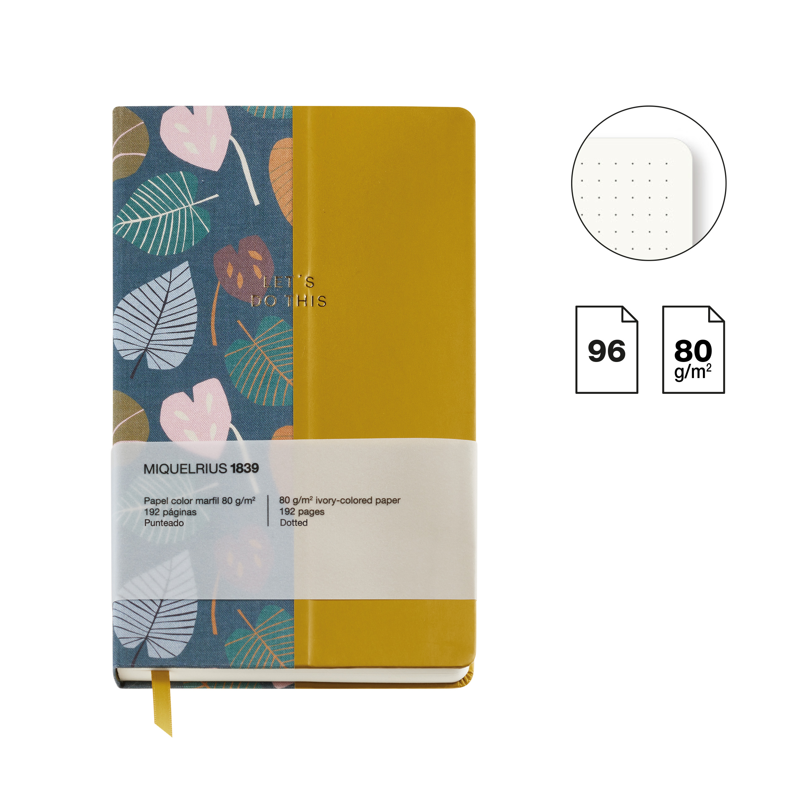 Блокнот Miquelrius "Autumn Leaves Green-Ochre", А5, 96 листов, в точку, зеленый, охра - 3