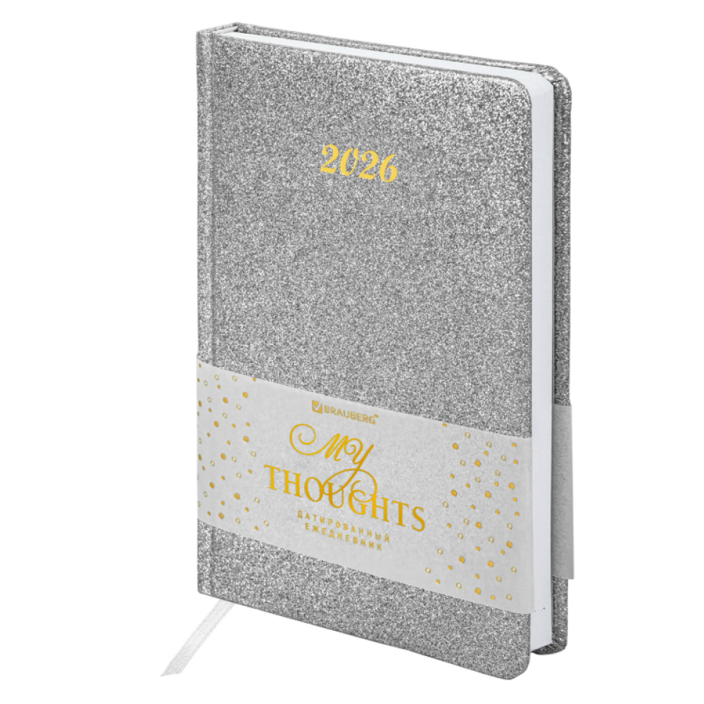 Ежедневник датированный "Sparkle", А5, 336 страниц, серебристый, 2026