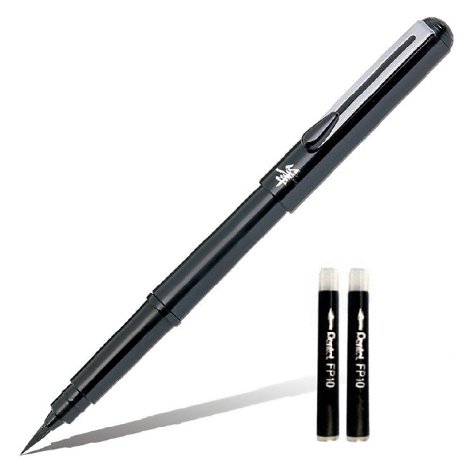 Кисть-ручка "Pocket Brush XGFKP" +2 картриджа, черный, блистер