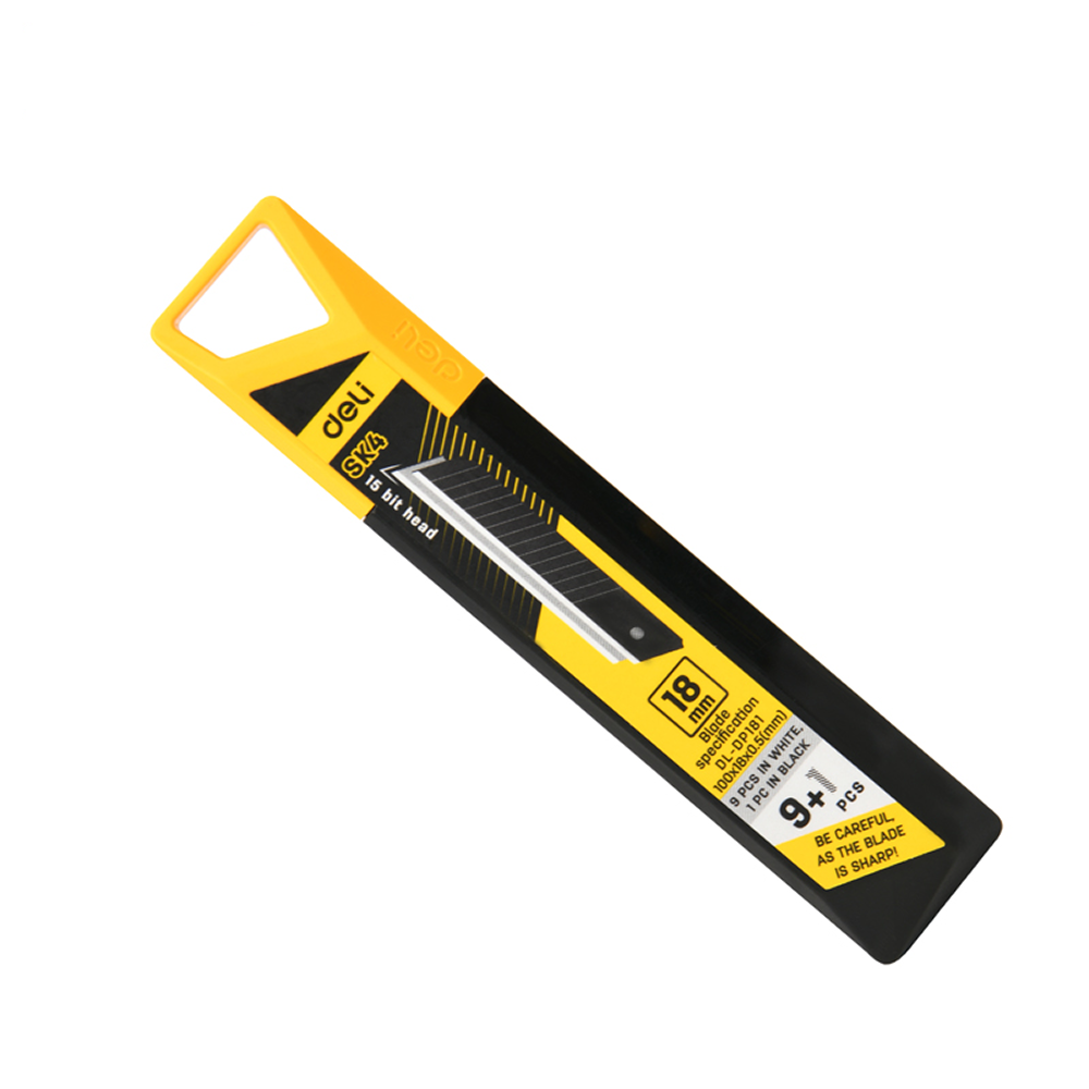 Лезвия для большого ножа "Deli Yellow SK4", 18 мм, 10 штук