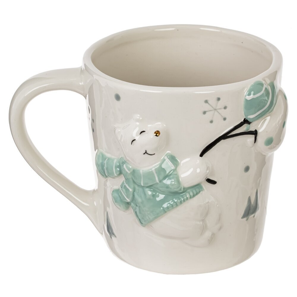 Кружка керамическая "Белый медведь", 400 мл, белый, голубой