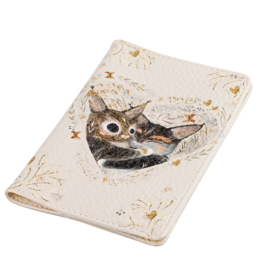 Обложка для паспорта "Love me. Котики приносят счастье", кожзам., бежевый - 4