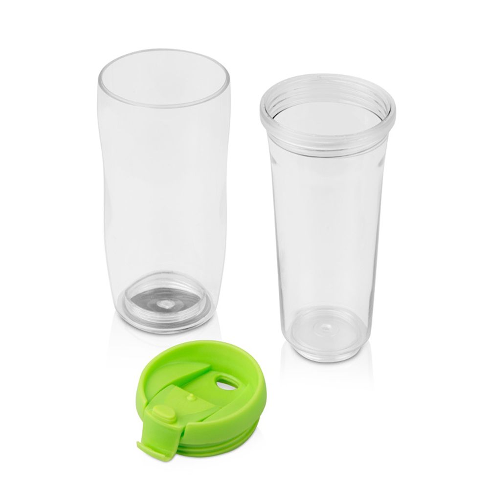 Кружка термическая "Mony", пластик, 400 мл, прозрачный, зеленый