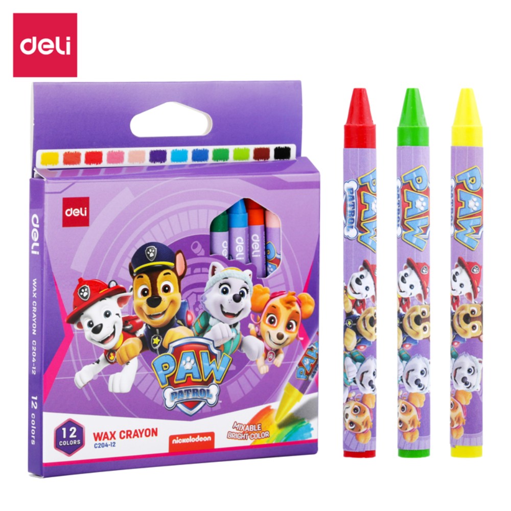 Мелки восковые Deli "Paw Patrol", 12 цветов, ассорти