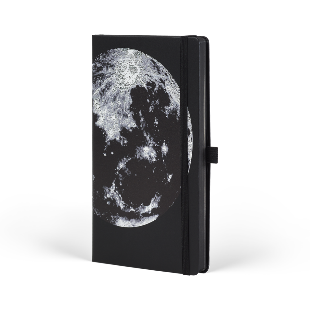 Блокнот "Cosmic moon", А5, 96 листов, линейка, на резинке, черный