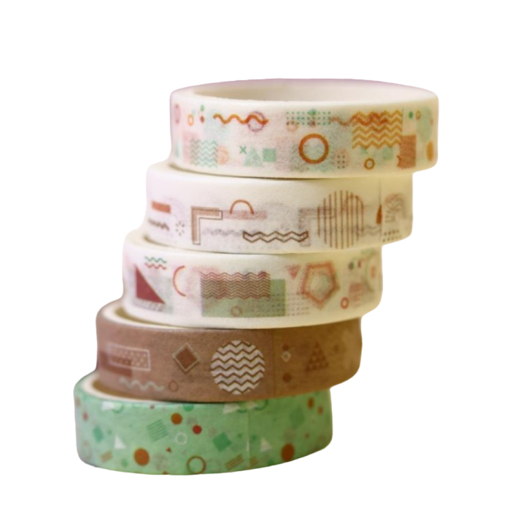 Клейкая лента "Designer prints. Drawings" 10 мм*2 м, 5 шт/упак, ассорти - 2
