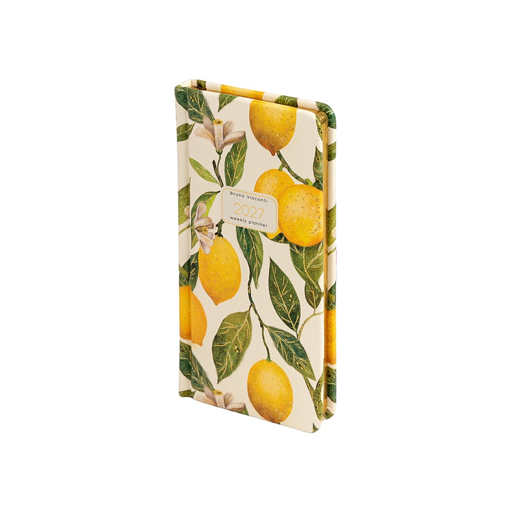 Еженедельник датированный "Flora. Paradise. Lemons" на 2027 год, A6, 128 страницы, линейка, желтый