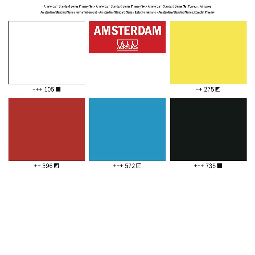 Набор красок акриловых "Amsterdam" базовый, 5 цветов