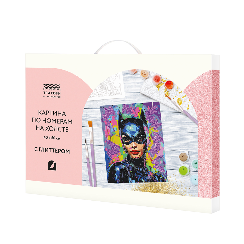 Набор для творчества "Женщина-кошка", 40х50 см, красками по номерам, глиттер