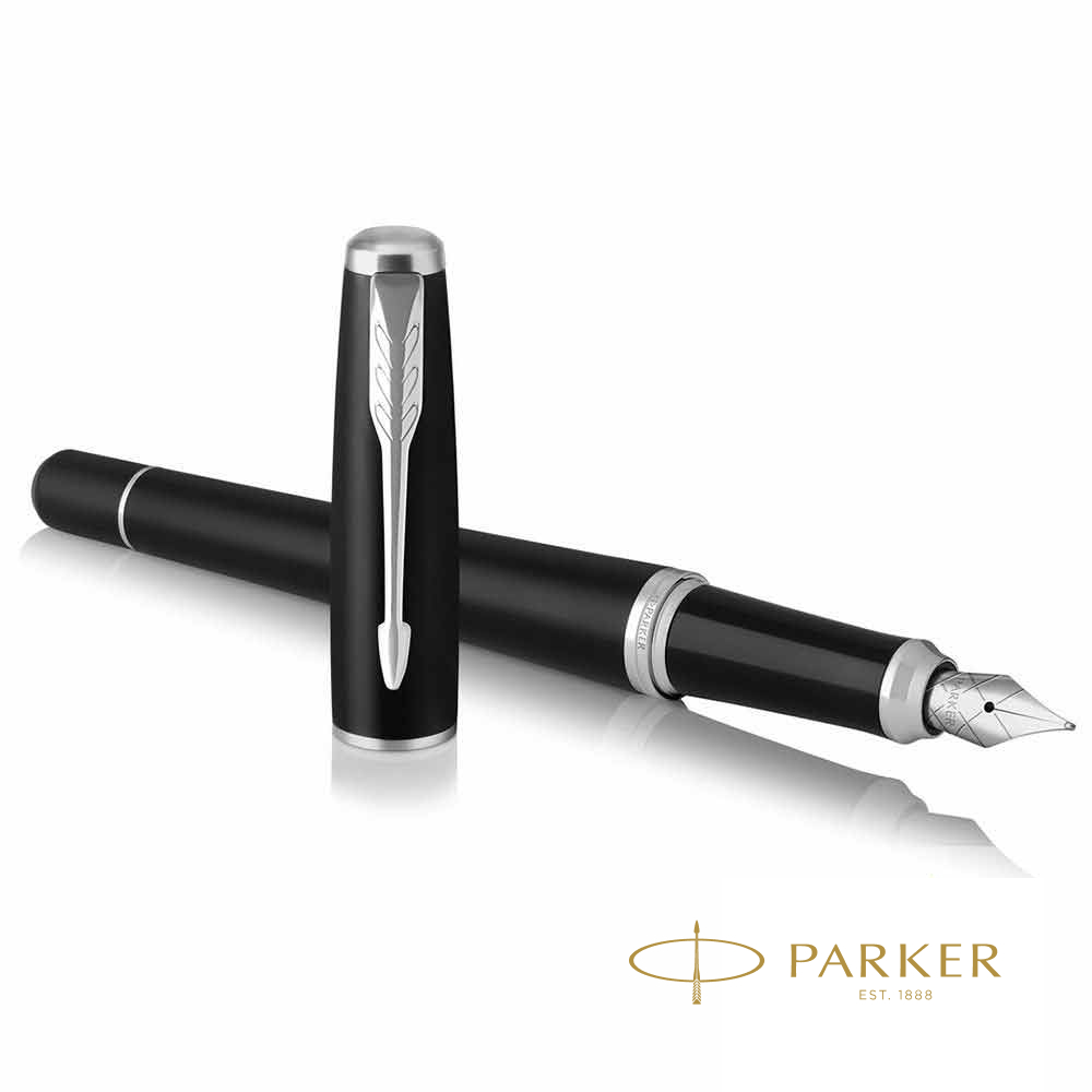 Ручка перьевая "Parker Urban Muted Black CT", F, черный, серебристый, патрон синий