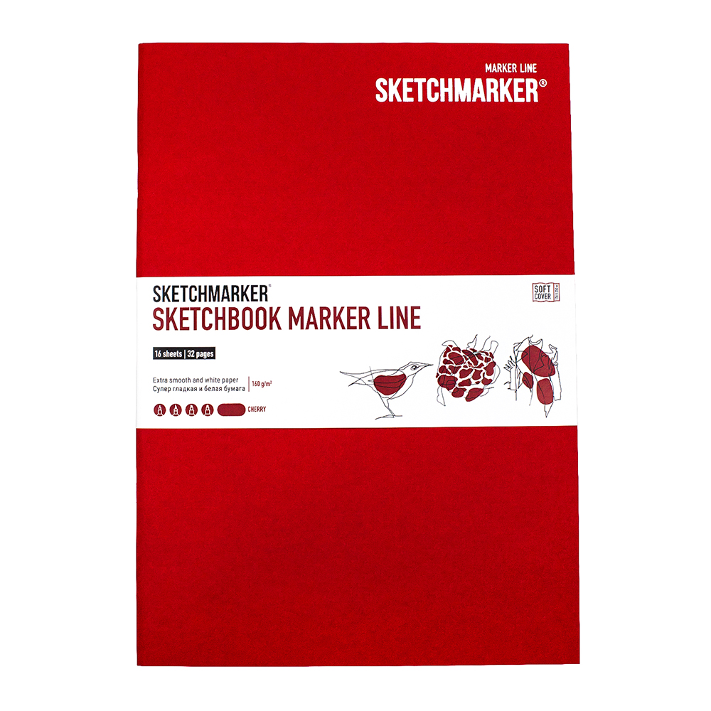 Скетчбук "Sketchmarker marker line", 14,8x21 см ,160 г/м2, 16 листов, вишневый