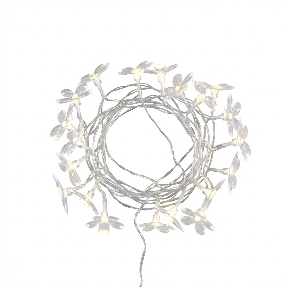 Гирлянда электрическая LED "Нить" с насадками "Цветок", 4 м, тепло-белый