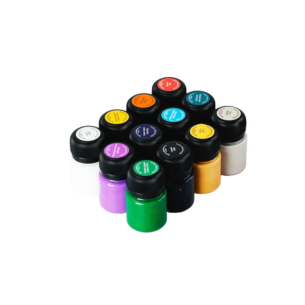 Краска акриловая по ткани "Декола", набор 12 цветов, 20 мл, банки - 9