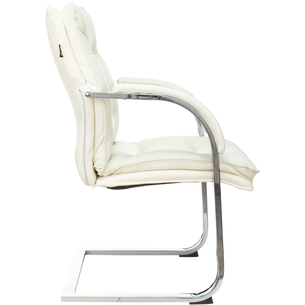 Кресло на полозьях "Бюрократ T-9927SL-LOW-V", натуральная кожа, слоновая кость, металл хром