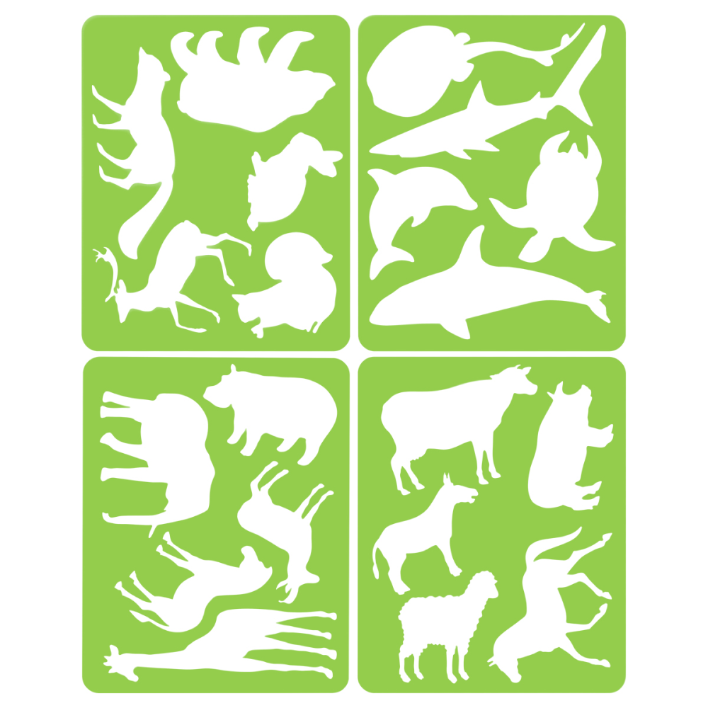 Трафарет "Животные", пластик, 4 шт, европодвес