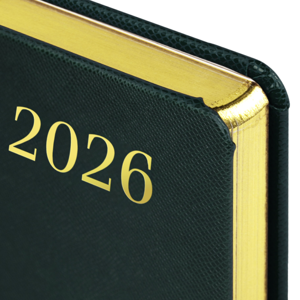 Ежедневник датированный "Iguana" 2026, А5, 336 страниц, темно-зеленый, срез золотой
